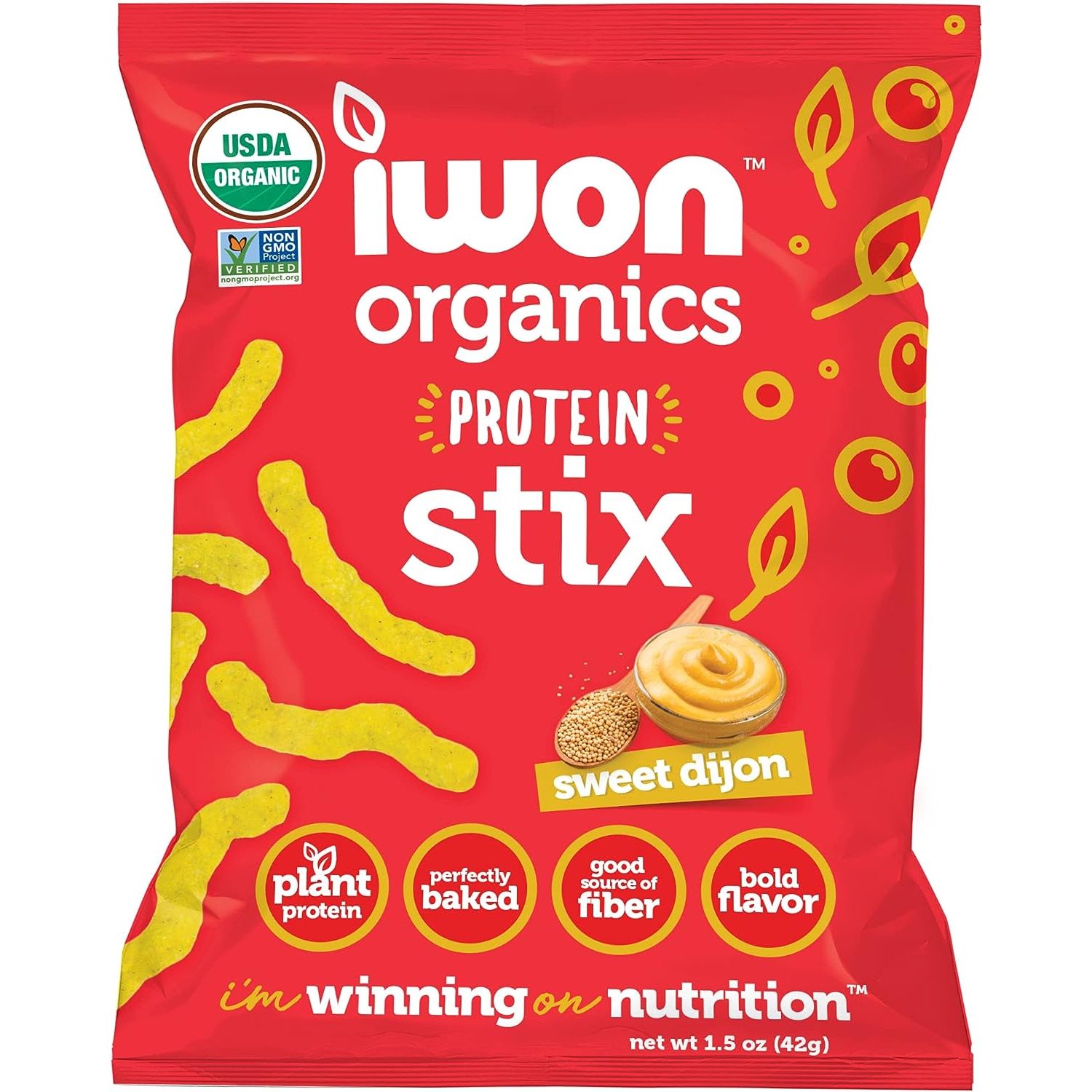 IWON Organics Protein Puffs and Stix (1 bag) Sweet Dijon Stix IWON Organics