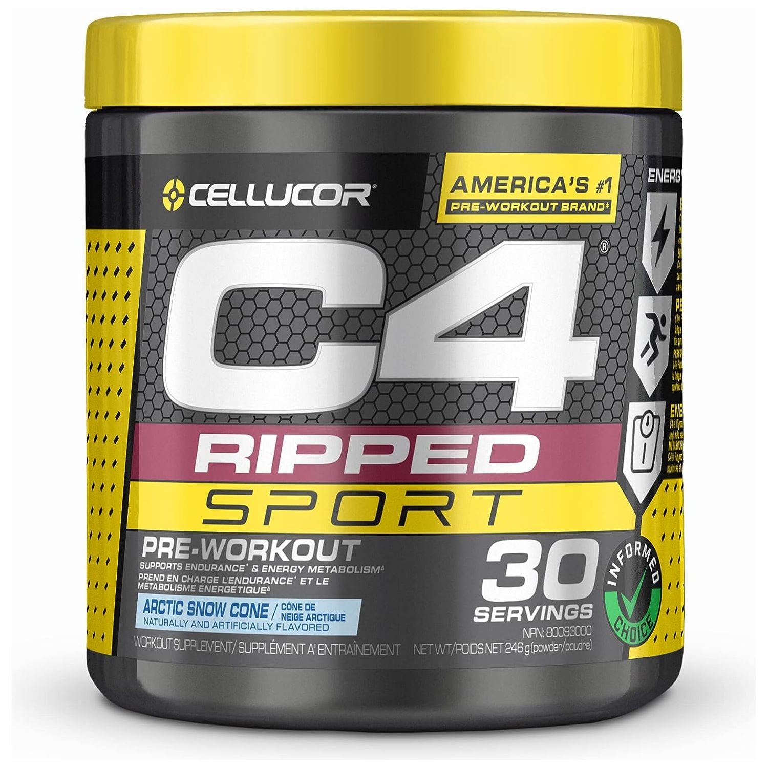Cellucor C4 Ripped Sport (30 servings) Pre-workout Arctic Snow Cone Top Nutrition and Fitness
