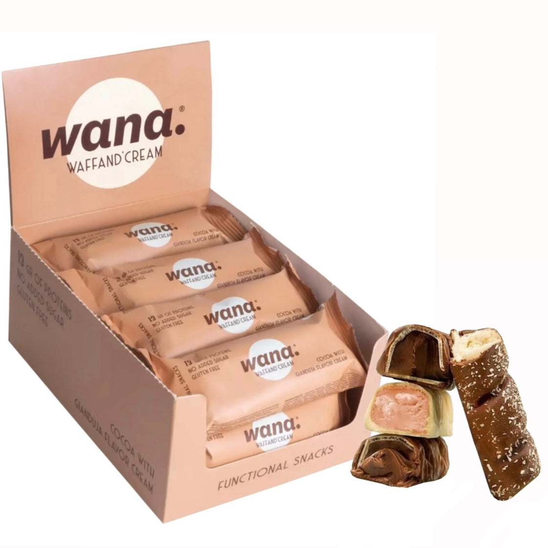 WANA Waffand'Cream "Kinder Bueno" Keto Protein Bars 1 Box of 12 Bars WANA Top Nutrition Canada