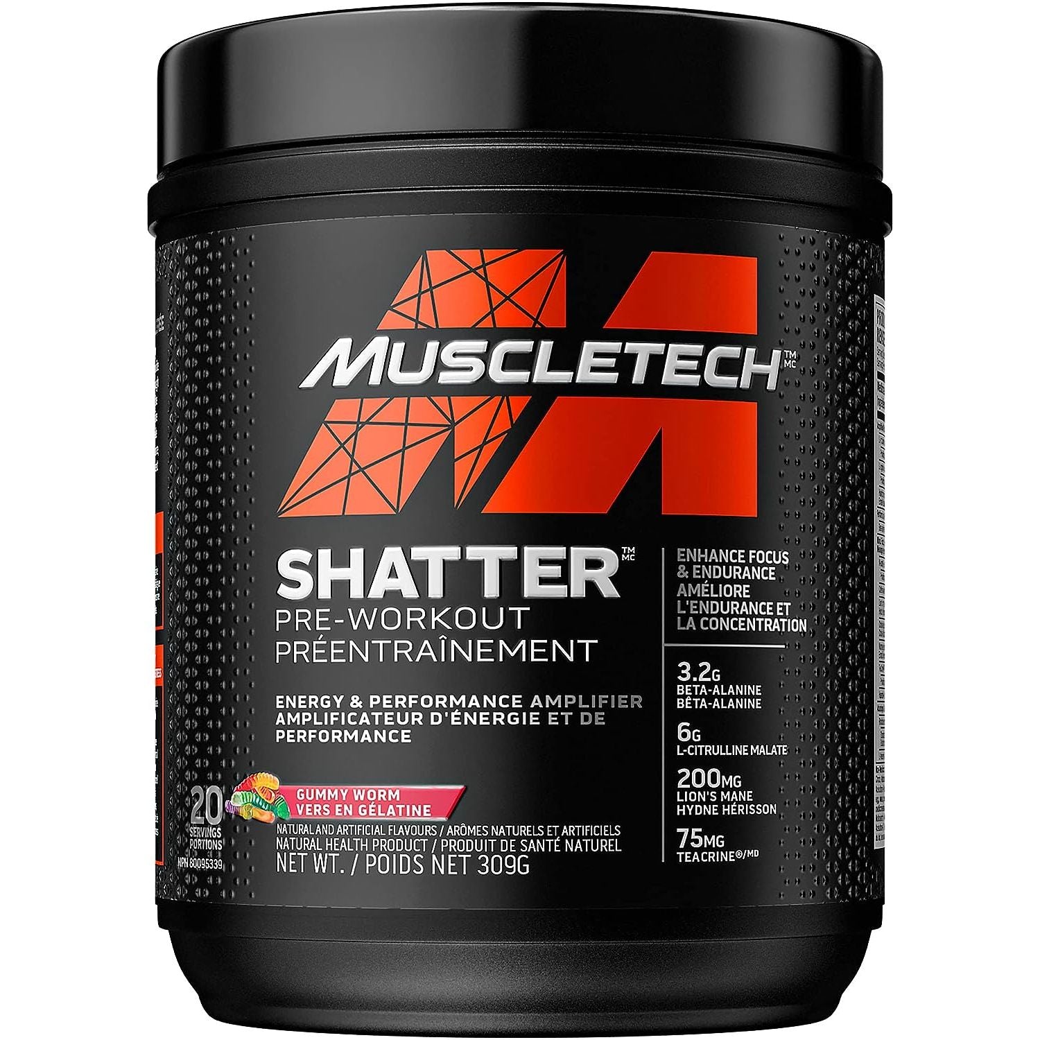 Muscletech Shatter Pre-Workout (20 servings) Pre-workout Gummy Worm MuscleTech