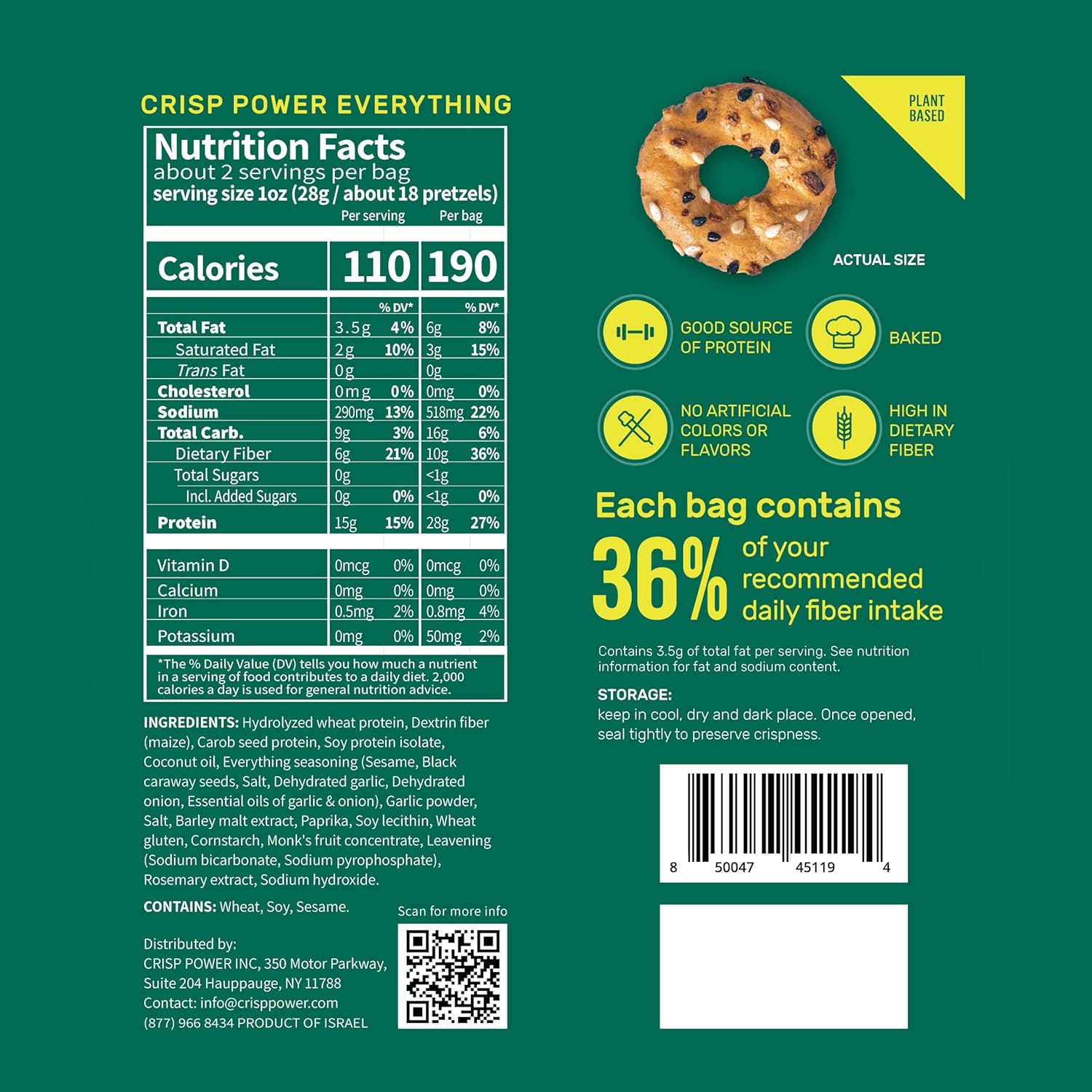 Crisp Power High Protein Keto Vegan Pretzels(1 bag)