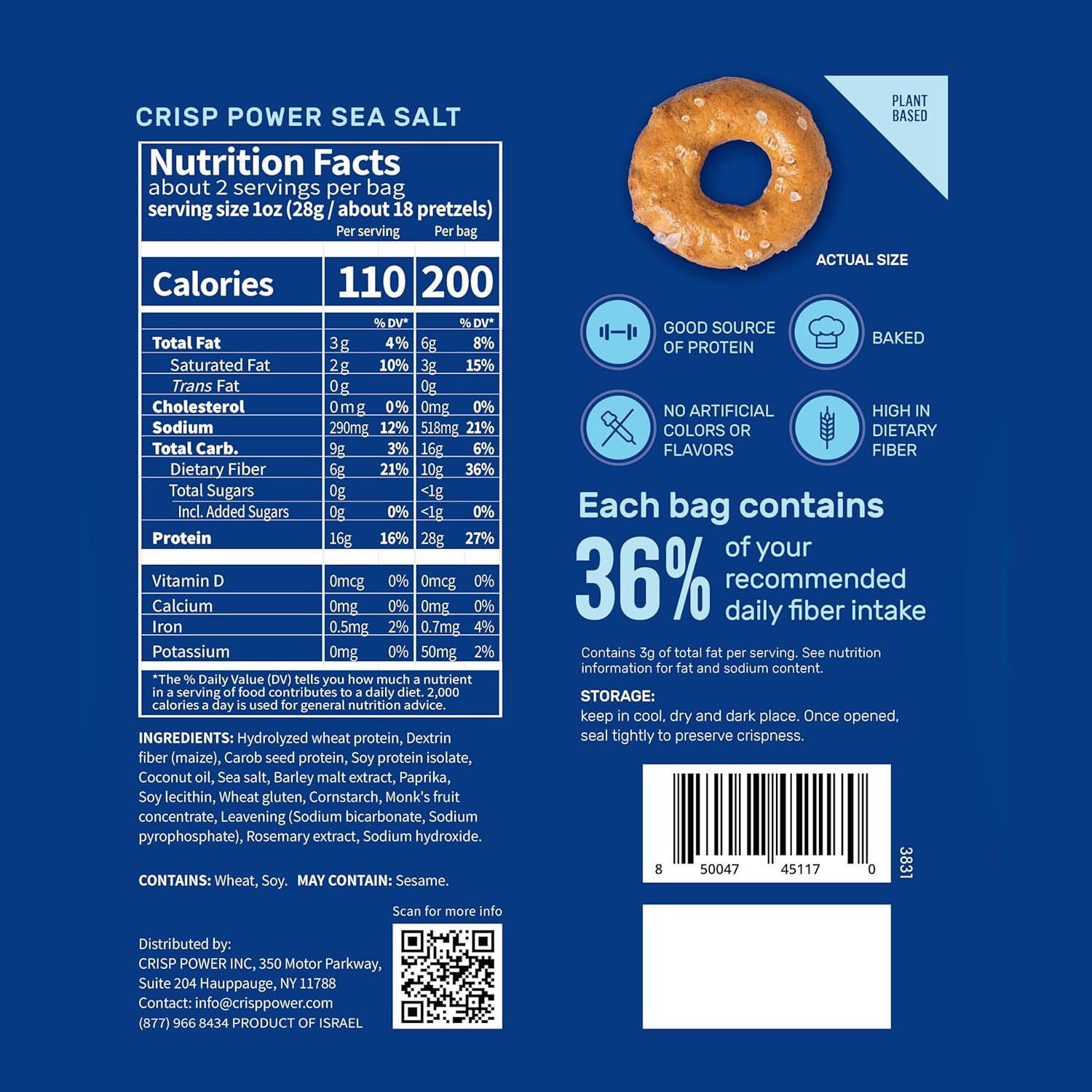 Crisp Power High Protein Keto Vegan Pretzels(1 bag)