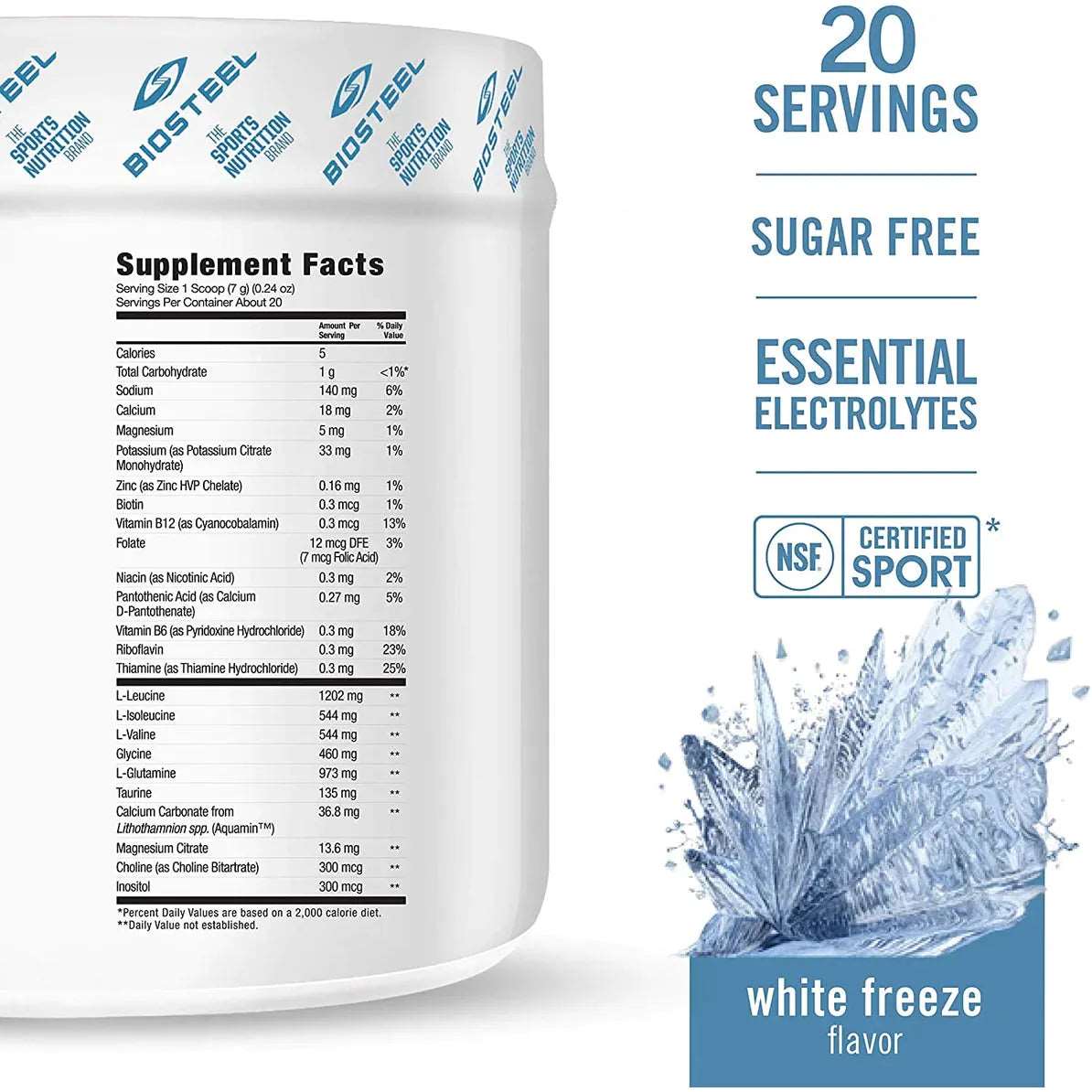 BioSteel Hydration Mix (20 servings) Electrolytes White Freeze,Peach Mango,Mixed Berry,Blue Raspberry Biosteel