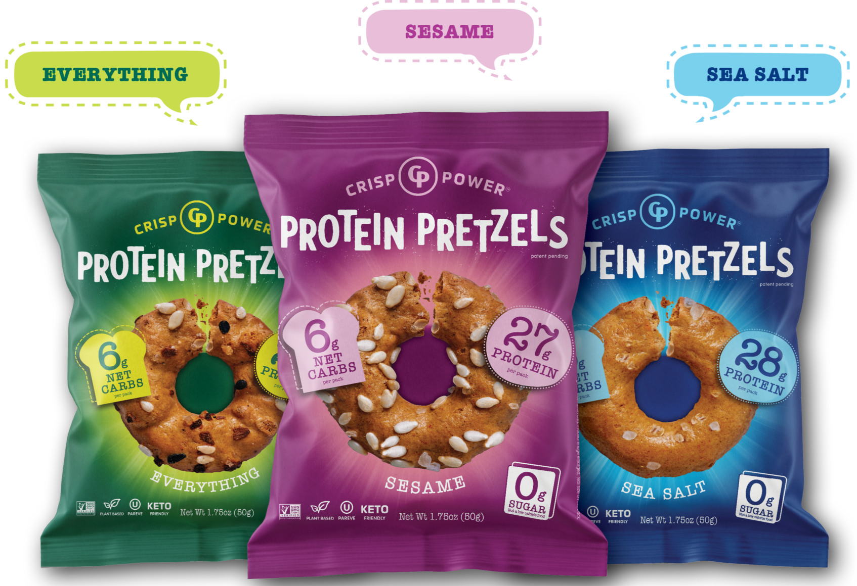 Crisp Power High Protein Keto Vegan Pretzels(1 bag)