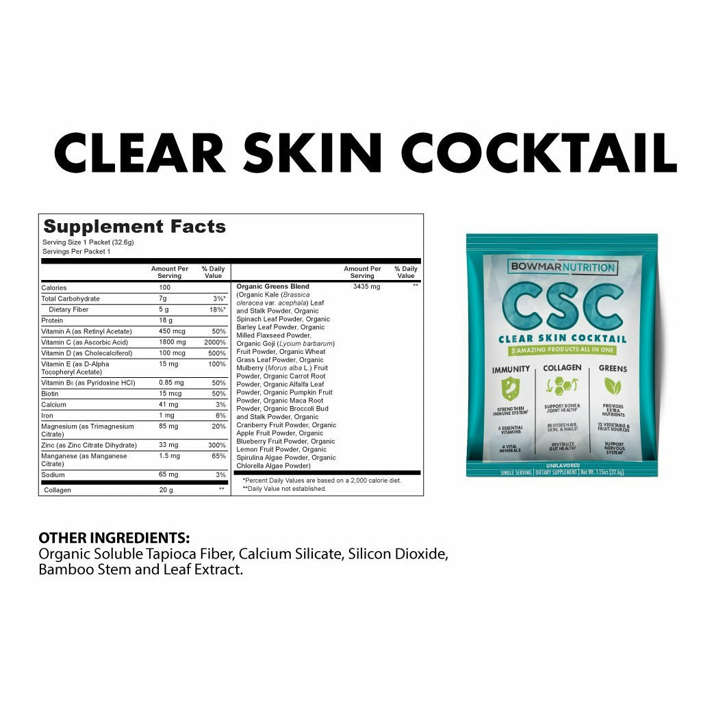 Bowmar Nutrition CSC Clear Skin Cocktail Collagen + Greens Bowmar Nutrition Top Nutrition Canada