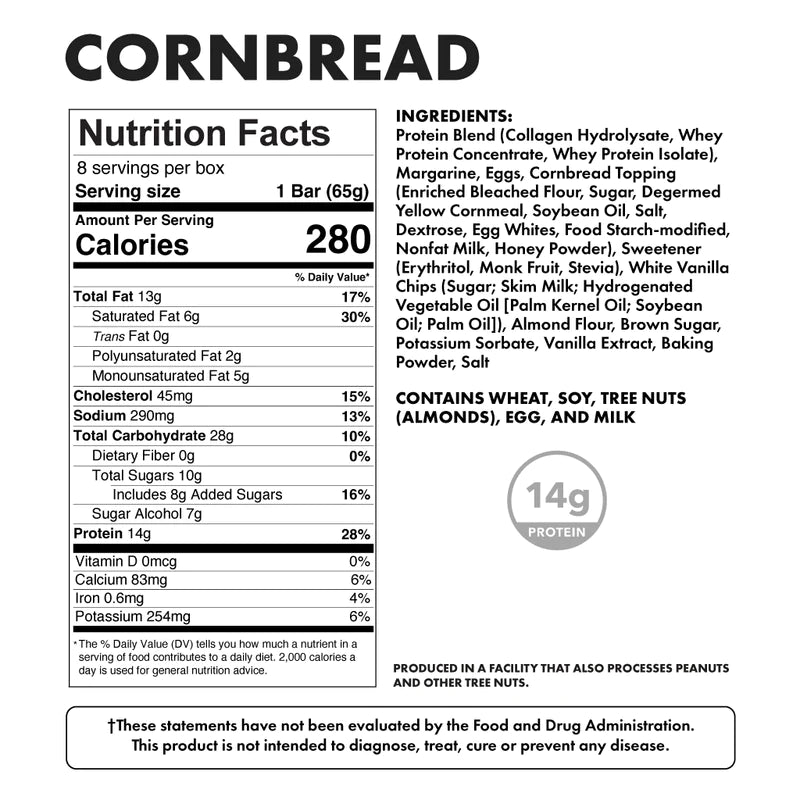 Bowmar Nutrition Protein Cornbread (1 box of 8) Protein Snacks Bowmar Nutrition