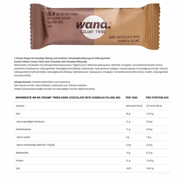 WANA CREAMY TWINS Keto Protein Bar 1 bar WANA Top Nutrition Canada