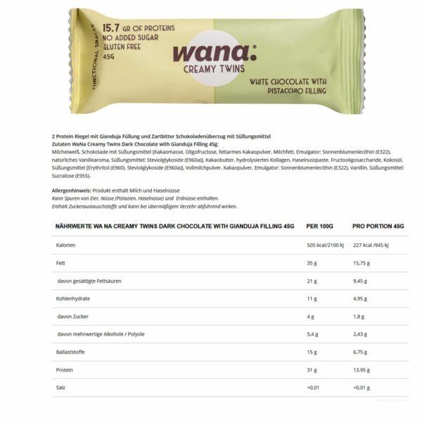 WANA CREAMY TWINS Keto Protein Bar 1 bar WANA Top Nutrition Canada