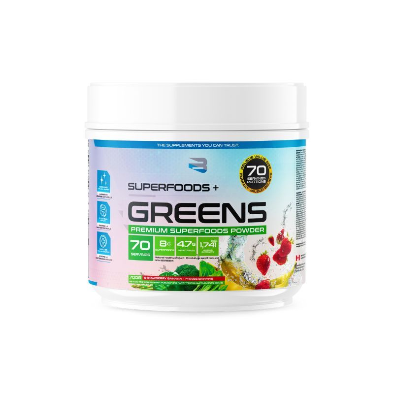 NEW SIZE Believe Supplements Organic Greens (70 servings) Greens Strawberry Banana Believe Supplements