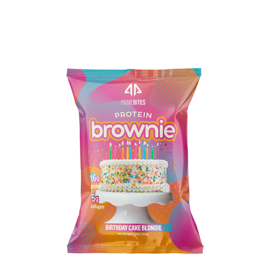 AP Prime Bites Protein Brownie (1 brownie) Protein Snacks Birthday Cake Blondie Alpha Prime
