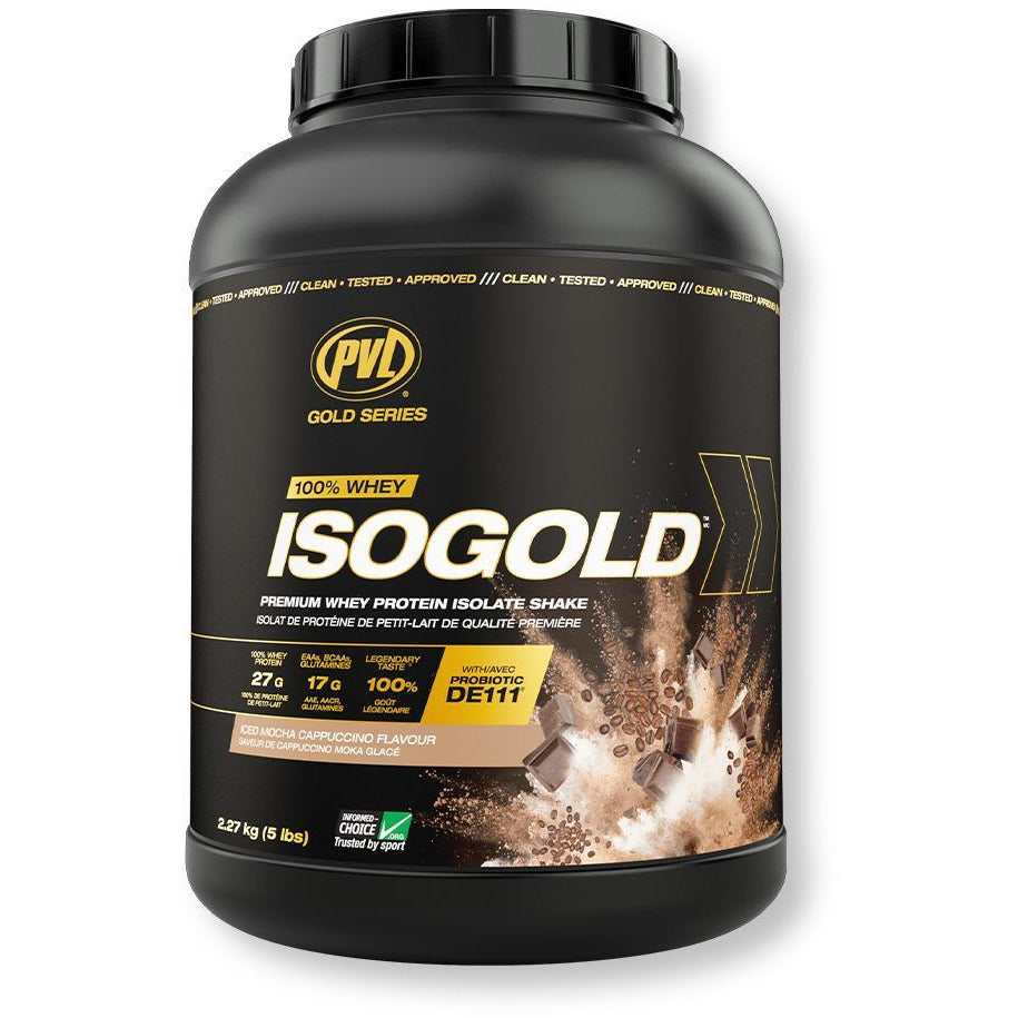 PVL IsoGold Whey Isolate & Hydrolysate (5lbs) Whey Protein Iced Mocha Cappucino Pure Vita Labs