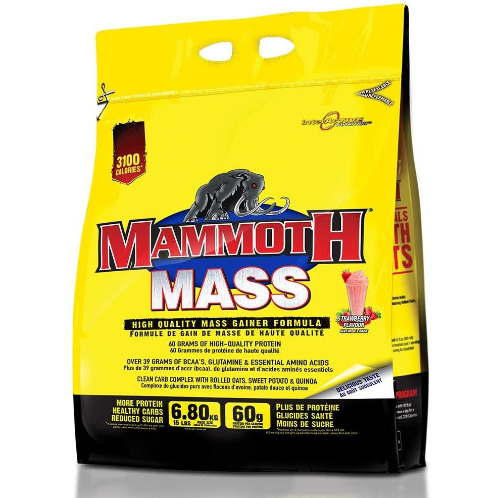 Mammoth Mass (15 lbs) Mass Gainers Rich Chocolate,Vanilla,Cookies and Cream,Strawberry,Chocolate Peanut Butter,Banana Mammoth