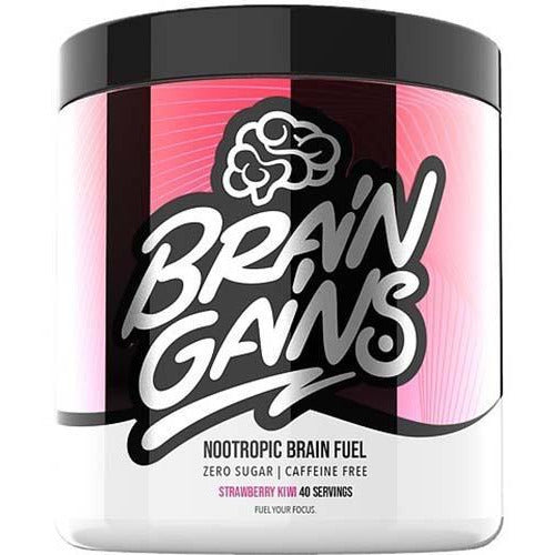 Brain Gains SWITCH ON! Nootropic Brain Fuel (40 servings) Pre-workout Strawberry Kiwi STIM FREE Brain Gains