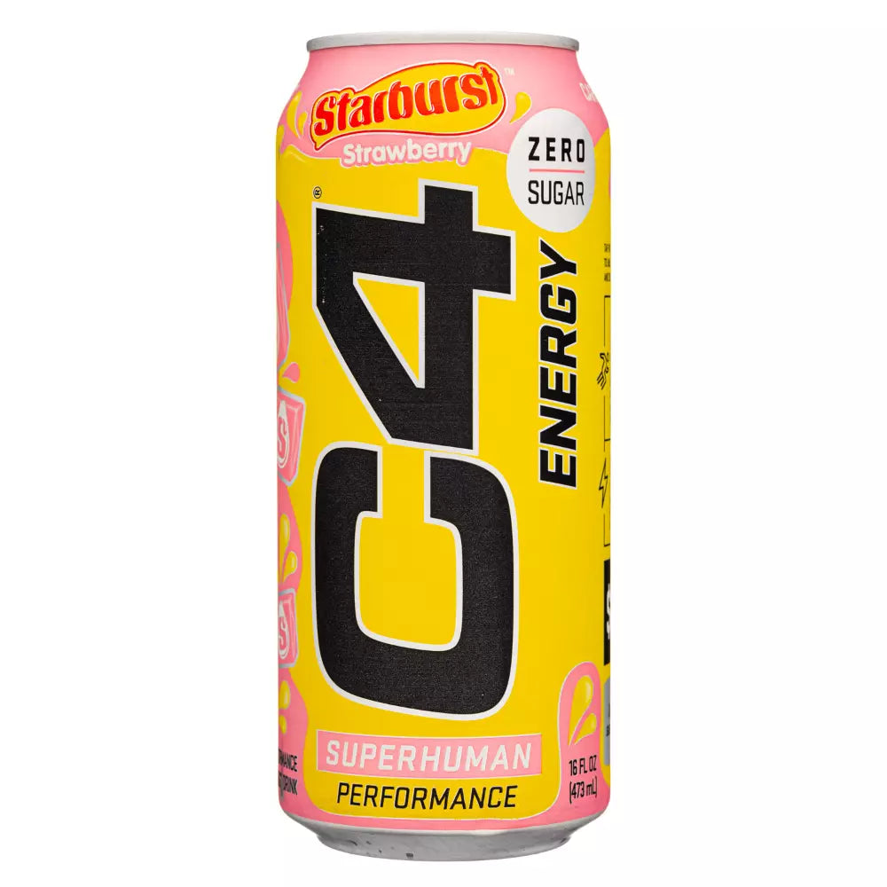 C4 Original Carbonated Pre-Workout  (1 can) Protein Snacks STARBURST Strawberry (200mg of caffeine) Cellucor