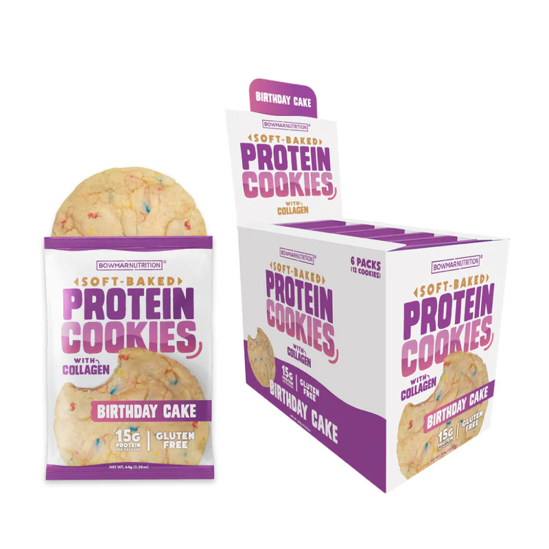 Bowmar Nutrition Protein Cookies (BOX OF 6) Protein Snacks Birthday Cake Bowmar Nutrition