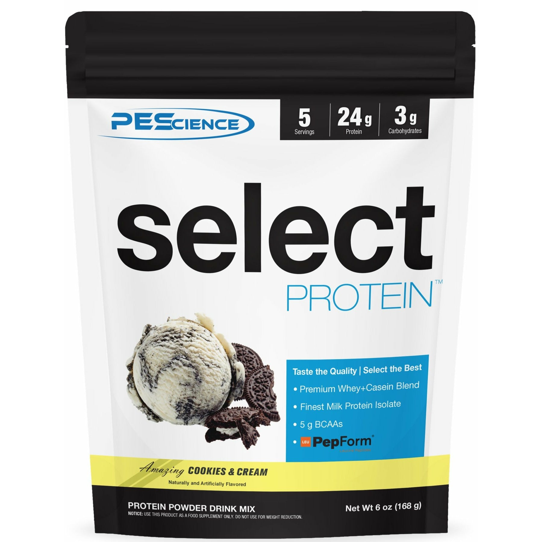 PEScience Select Protein TRIAL SIZE (5 servings) Whey Protein Cookies & Cream PEScience
