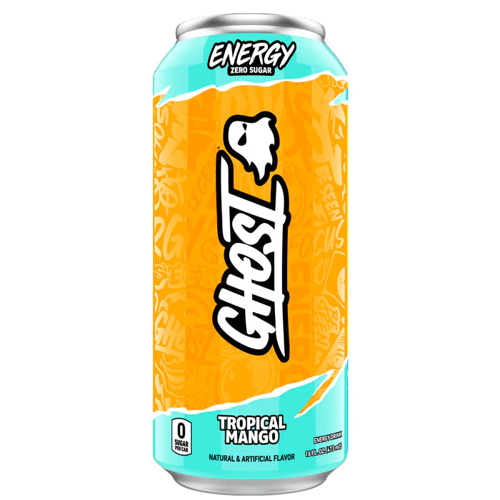 GHOST Energy Drink (1 can) Protein Snacks Tropical Mango GHOST