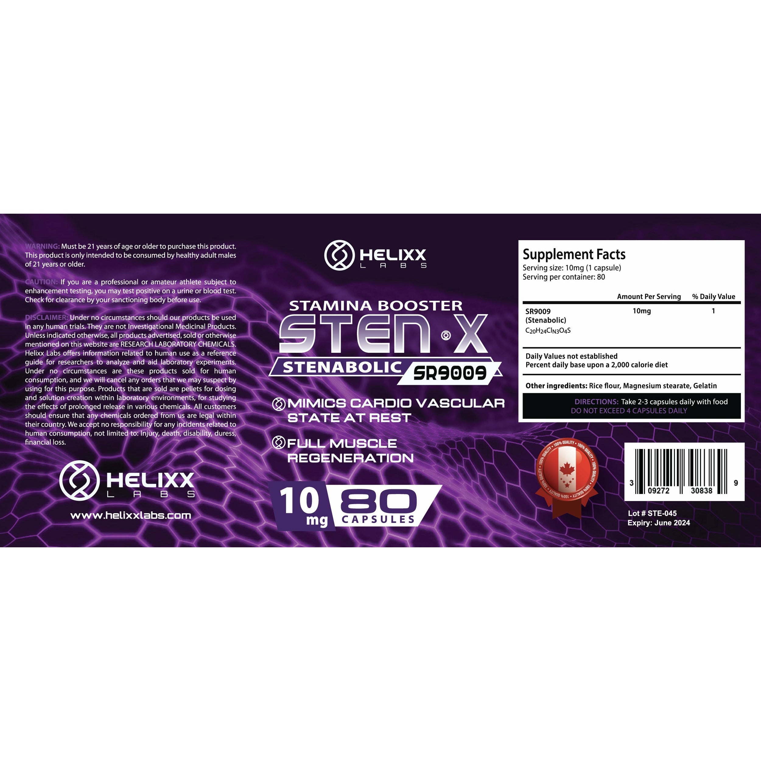 Helixx STEN X (10mg – 60 capsules) Vitamins & Supplements Helixx