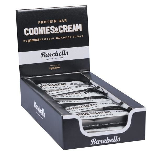 Barebells Protein Bar (Box of 12) Protein Snacks Cookies & Cream Barebells