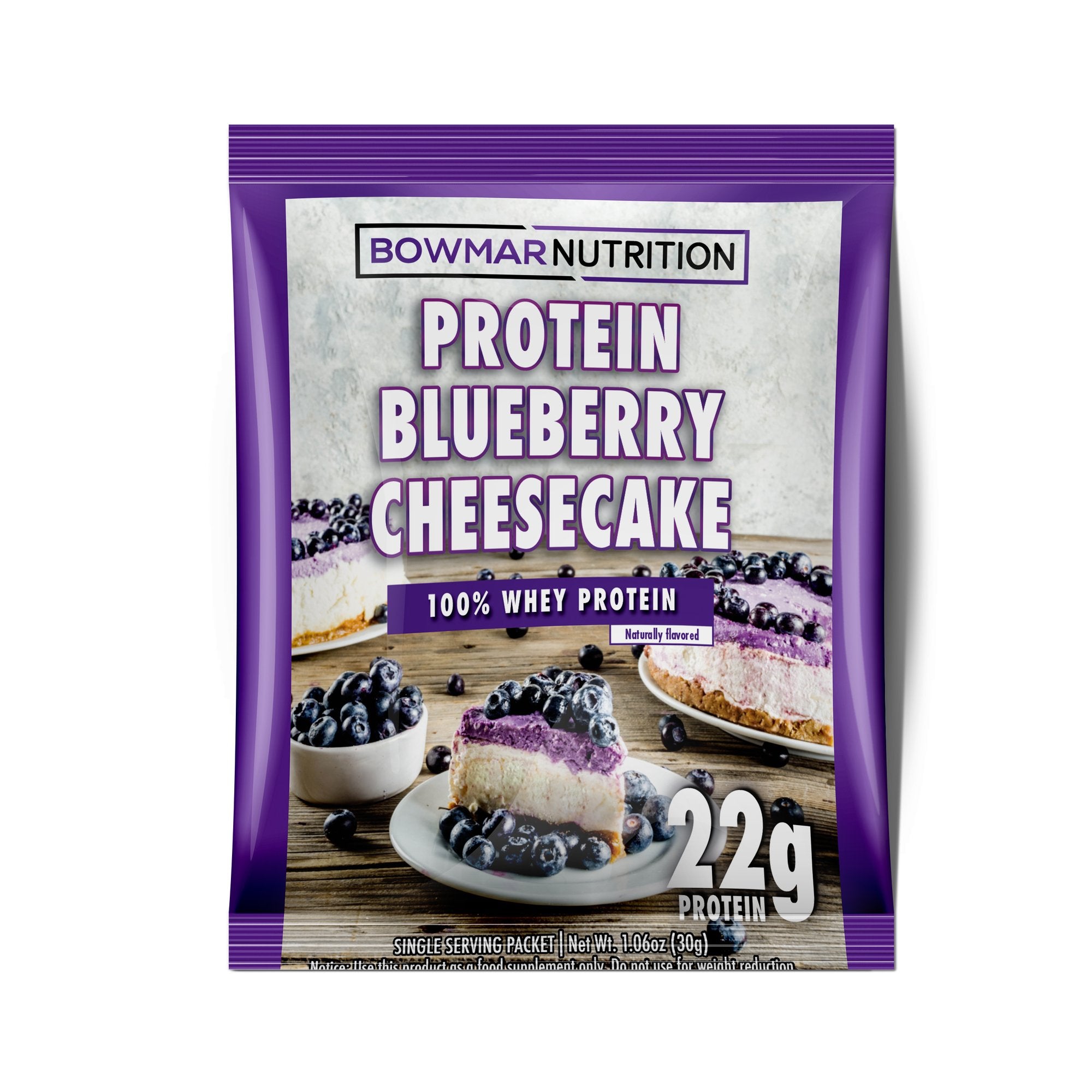 Bowmar Whey Protein Powder Sample (1 serving) Protein Snacks Blueberry Cheesecake BEST BY 10/2022 bowmar