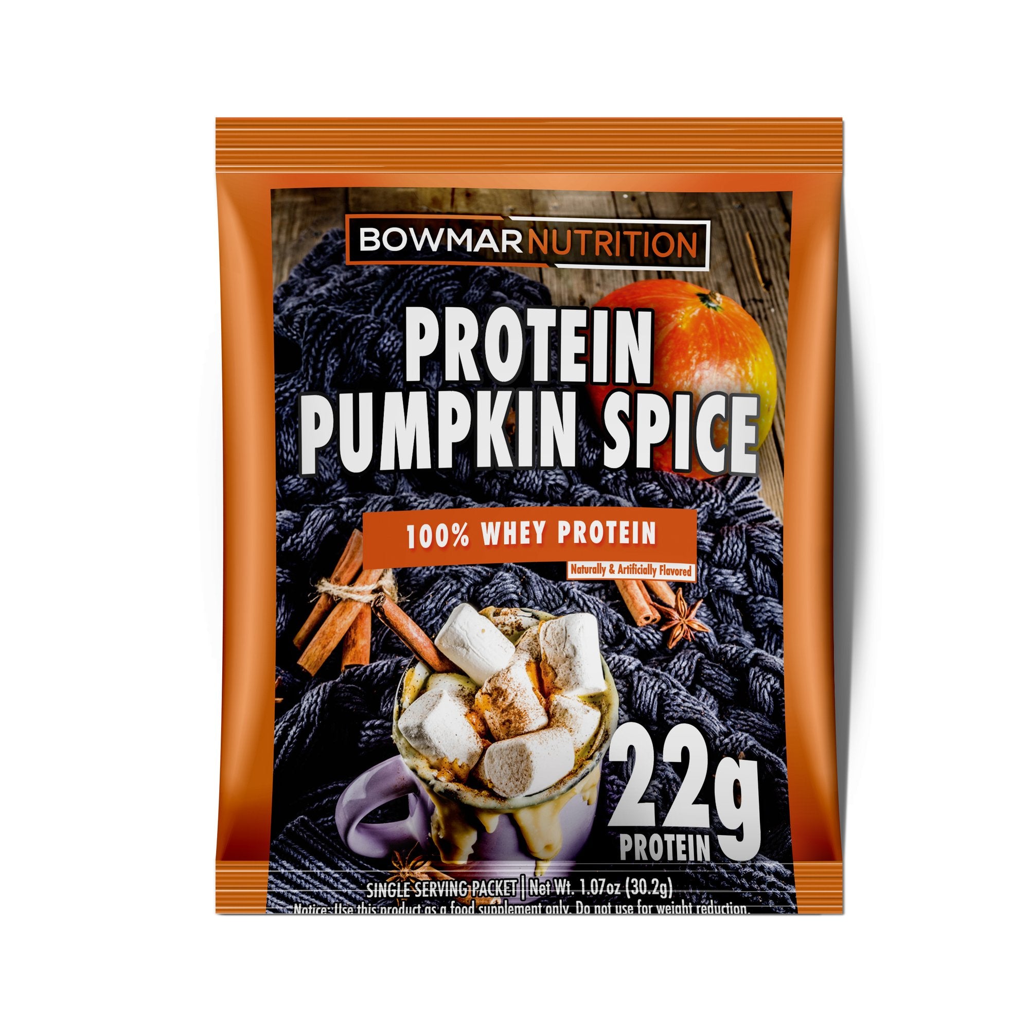 Bowmar Whey Protein Powder Sample (1 serving) Protein Snacks Pumpkin Spice BEST BY 11/2022 bowmar