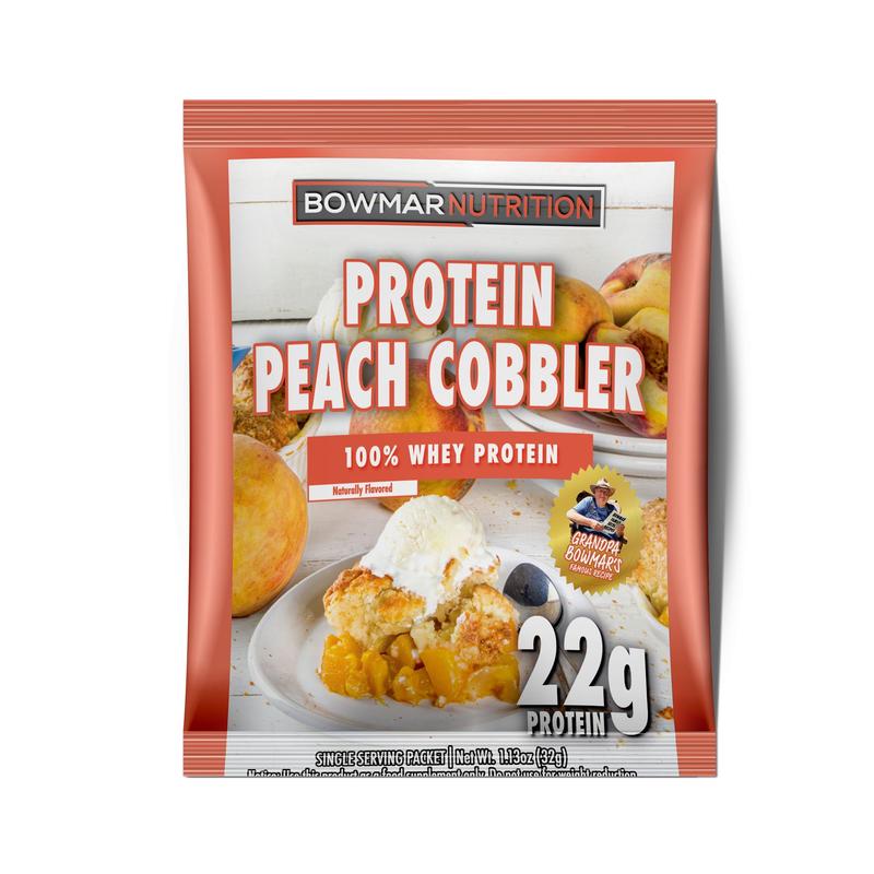 Bowmar Whey Protein Powder Sample (1 serving) Protein Snacks Peach Cobbler bowmar