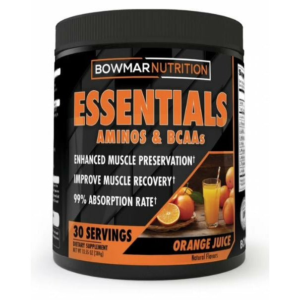 Bowmar Essentials Aminos & BCAA's (30 servings) BCAAs and Amino Acids Orange Juice Bowmar Nutrition