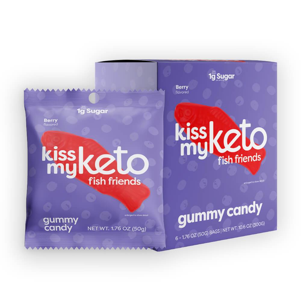 Kiss my Keto Gummies (1 BOX of 6) Protein Snacks Fish Friends KissMyKeto