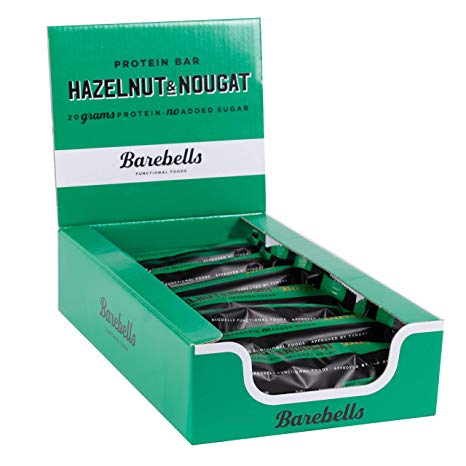 Barebells Protein Bar (Box of 12) Protein Snacks Hazelnut & Nougat Barebells