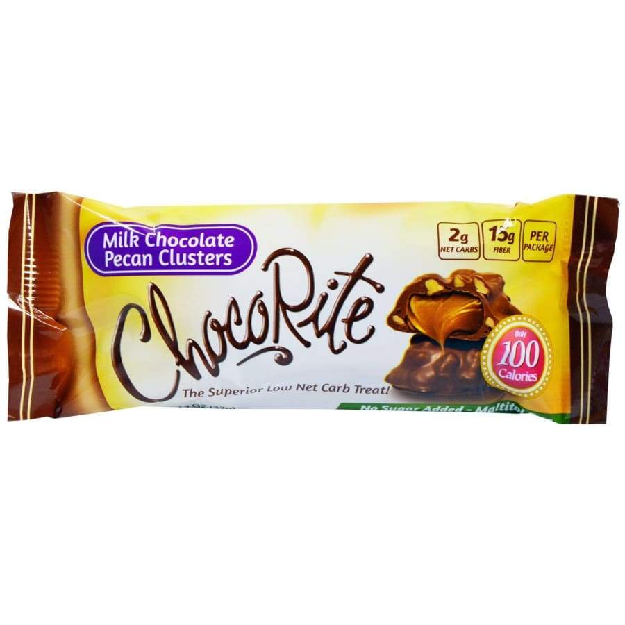 ChocoRite Low Carb KETO Candy Bars Chocolate (1 bar) Protein Snacks Milk Chocolate Pecan Clusters ChocoRite