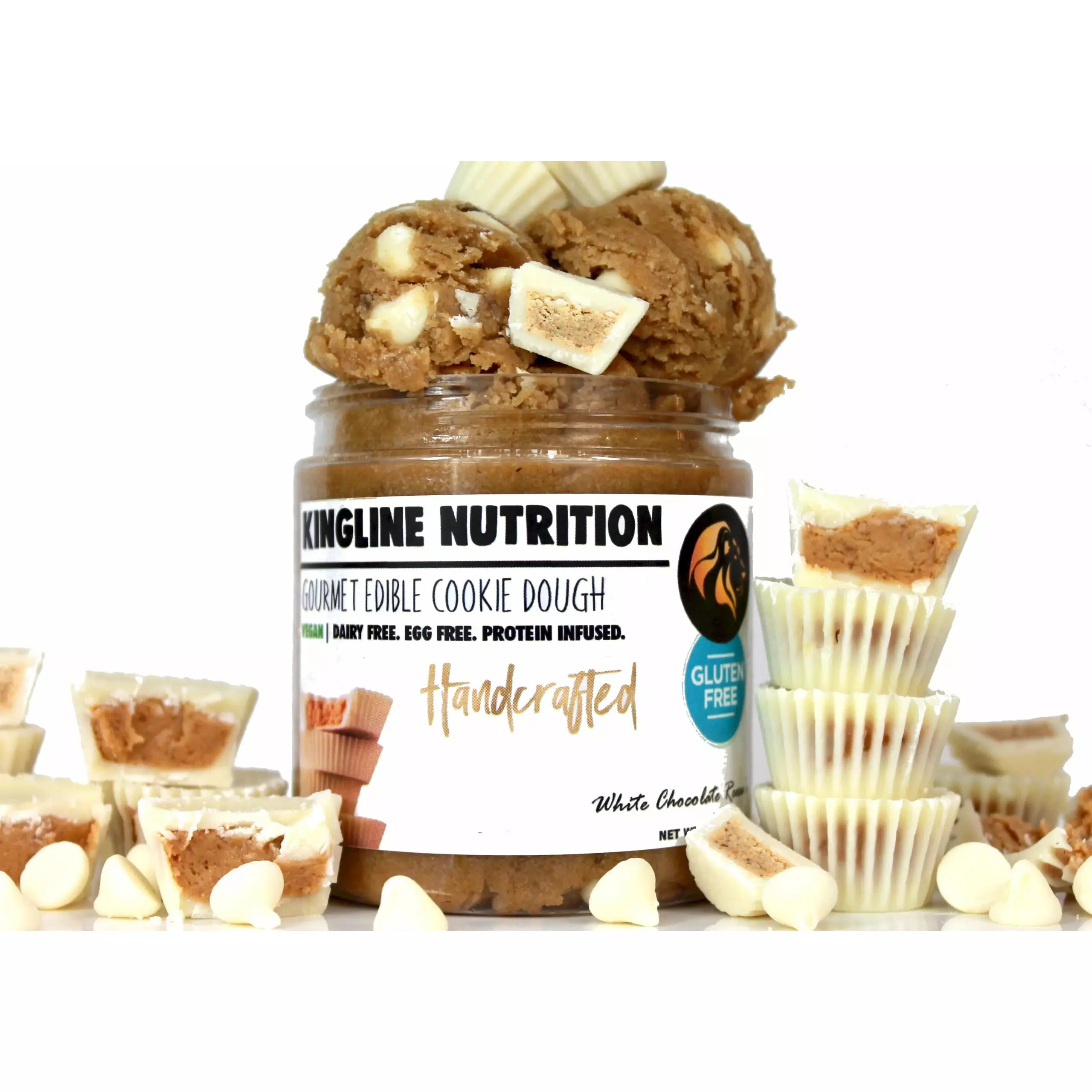 Kingline Nutrition VEGAN Edible Protein Cookie Dough (10 oz jar) Protein Snacks White Chocolate Reese's Kingline Nutition