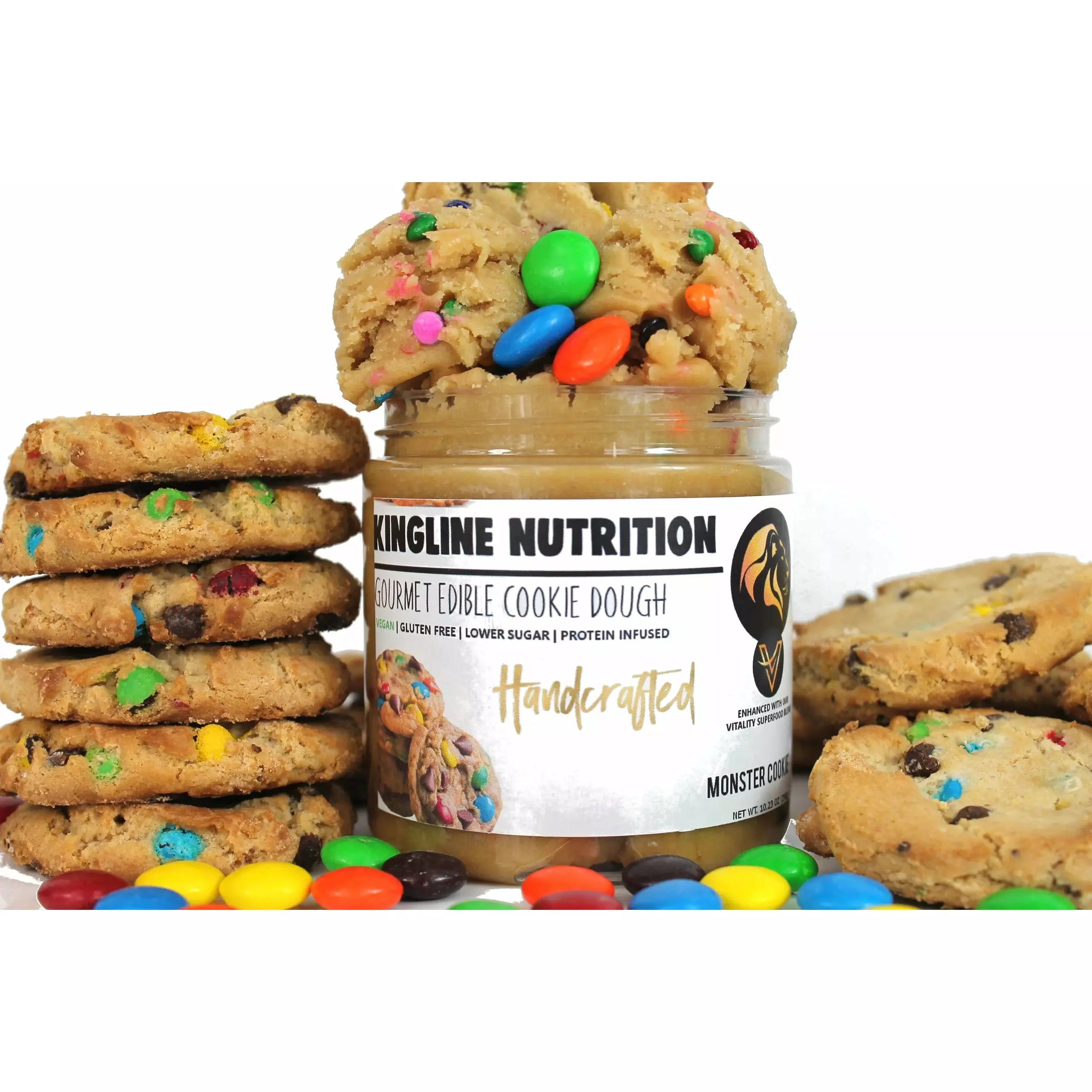 Kingline Nutrition VEGAN Edible Protein Cookie Dough (10 oz jar) Protein Snacks Monster Cookie Kingline Nutition