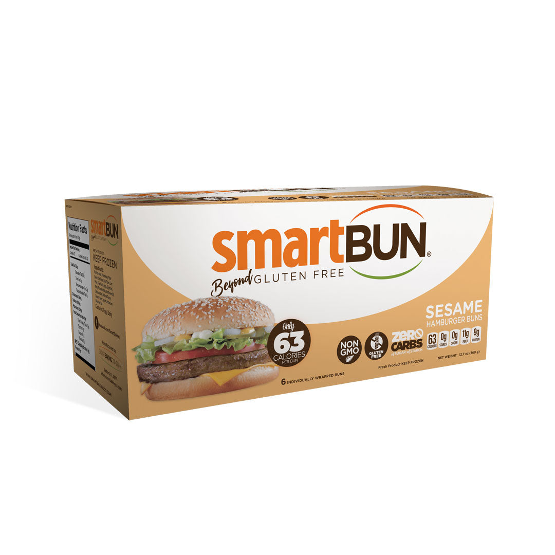 Smart Baking SmartBun Gluten-Free Keto Protein Bun (1 box of 6 buns) *KEEP FROZEN* Protein Snacks Sesame SmartBaking