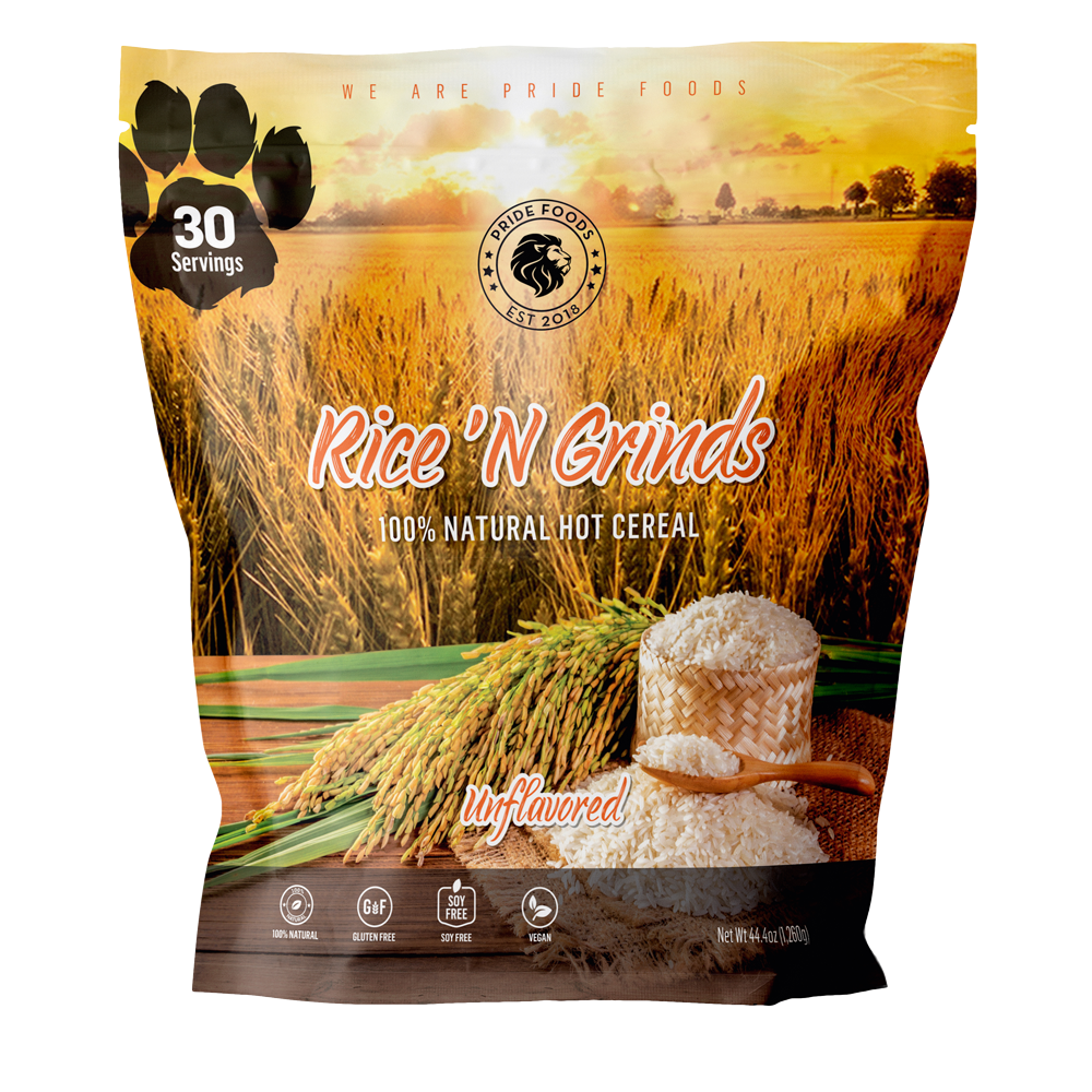 Pride Foods Rice 'N Grinds hot cereal (12 servings) Protein Snacks Unflavored VALUE SIZE (30 Servings) Pride Foods