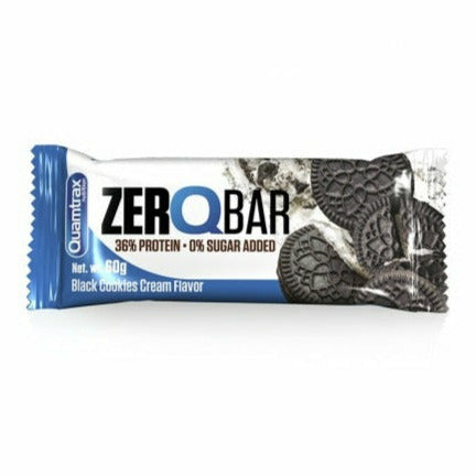 Quamtrax Nutrition Zero Q-Bar  BEST BY OCT 06/2022 (1 bar) Protein Snacks Black Cookies Cream  BEST BY OCT 06/2022 Quamtrax Nutrition